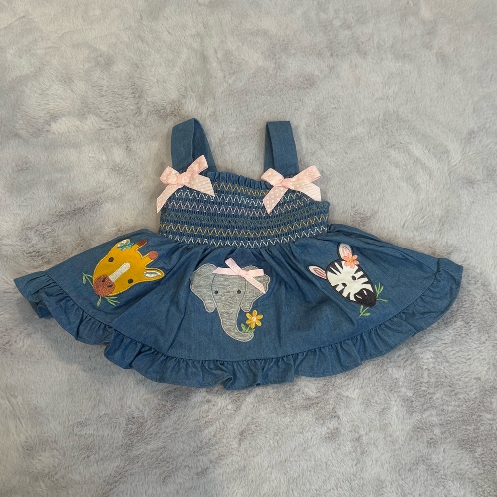 Good Lad Denim Blue Dress with Pink Accents 6 mo